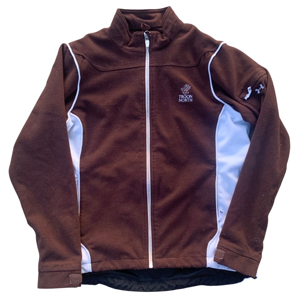 Under Armour Performance Troon North Golf Jacket Mens M Brown Fleece Full Zip